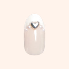 Classic French with Pearls and Bows - Press On | Medium | Oval