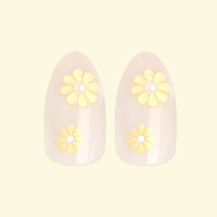 Flower Party with 3D Pearls - Press On | Medium | Almond - Part of Set